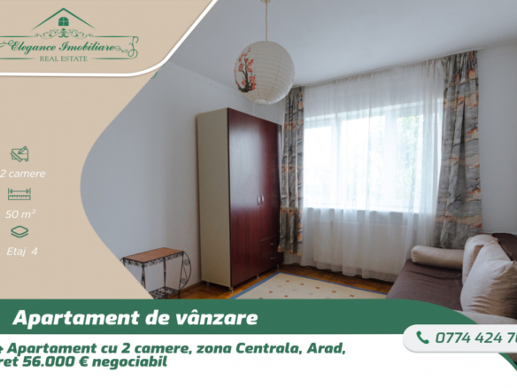 Apartamnet cu 2 camere,zona Centrala, Arad