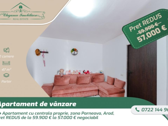 Apartament cu centrala proprie, zona Parneava, Arad