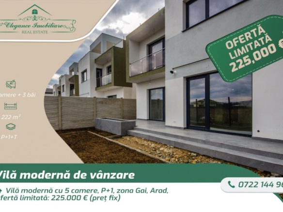 Vilă modernă cu 5 camere, P+1, zona Gai, Arad