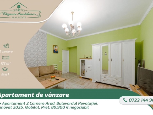 Apartament 2 Camere Arad, Bulevardul Revoluției, Renovat 2025, Mobilat
