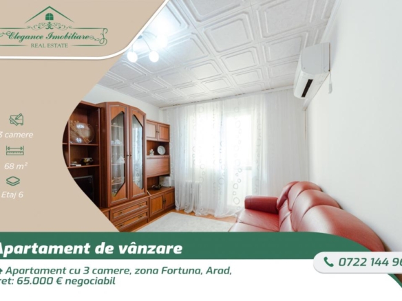 Apartament cu 3 camere, zona Fortuna, Arad
